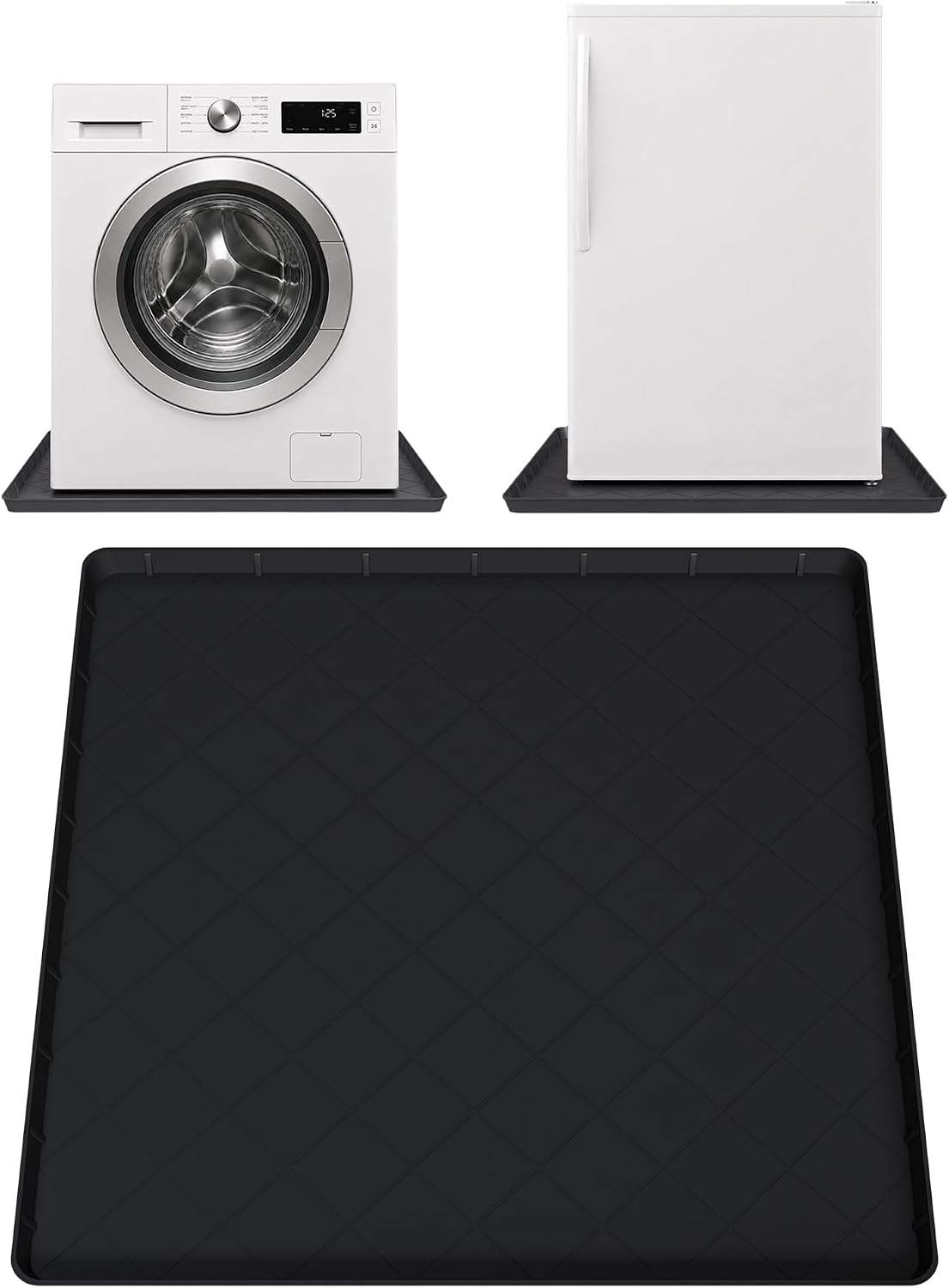 Washing Machine Drain Pan Silicone Mat, Washer Tray for Floor Protection | 32" x 30" Non-Slip Waterproof Anti-Vibration Leak Resistant, Sturdy & Easy to Clean Drain Pan for Under Dryer or Washer