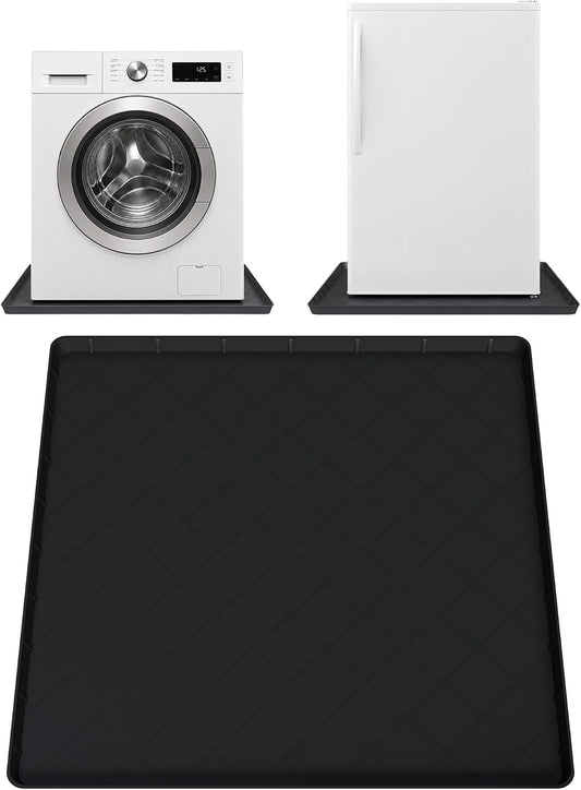 Washing Machine Drain Pan Silicone Mat, Washer Tray for Floor Protection | 32" x 30" Non-Slip Waterproof Anti-Vibration Leak Resistant, Sturdy & Easy to Clean Drain Pan for Under Dryer or Washer