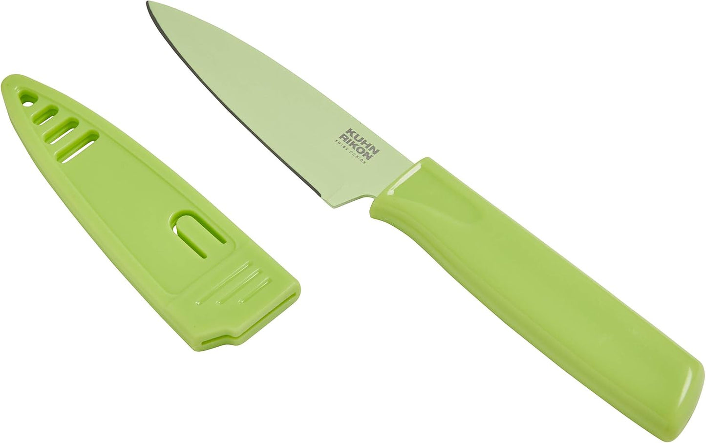Kuhn Rikon Colori® Paring Knife – 4 Inch Japanese Stainless Steel, Nonstick Blade, Ergonomic Handle & Sheath, Yellow