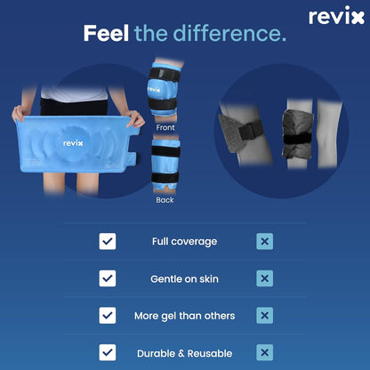 REVIX XL Knee Ice Wrap Around Entire Knee, Gel Ice Pack for Muscle Ache, Cold Pack to Reduce Discomfort and Promote Flexibility, Soft Plush Linings, Purple