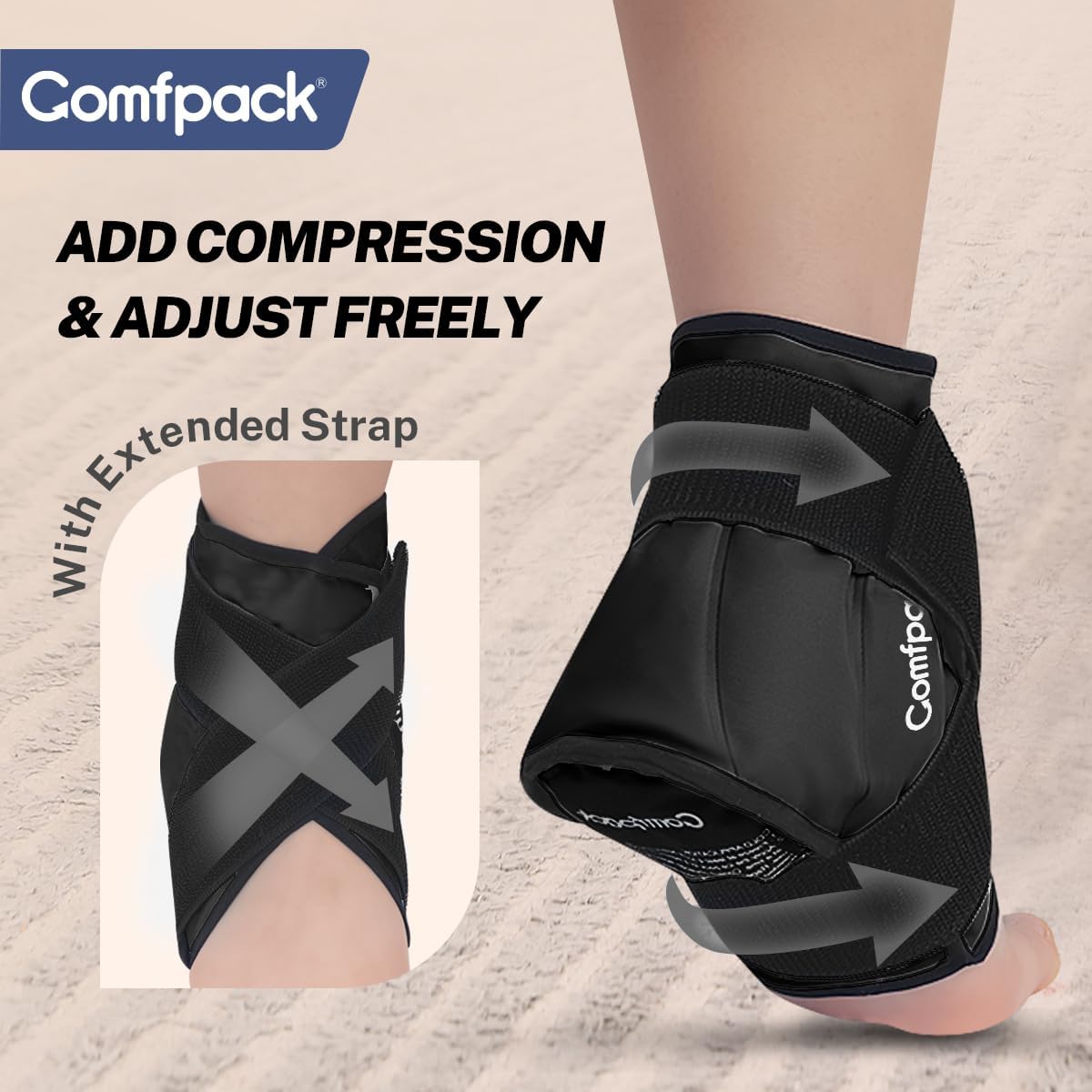 Comfpack Heel Ice Pack Wrap for Plantar Fasciitis Relief, Ankle Ice Pack | FSA Eligible, Ice Pack for Injures Reusable, Gel Cold Pack Warp for Achilles Tendonitis, Swelling, Ankle Sprain, Heel Pain