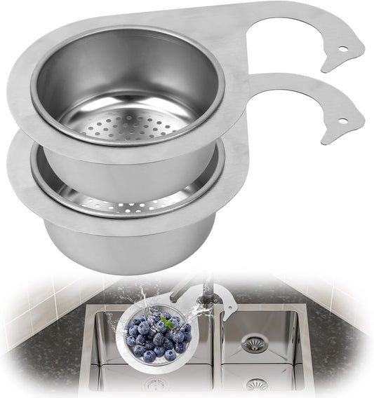 2pcs Swan-Shaped Drain Basket, Stainless Steel Sink Strainer Catcher Multi-Functional Quick Drain Kitchen Filter for Fruits Vegetables, Faucet Hanging (Small)