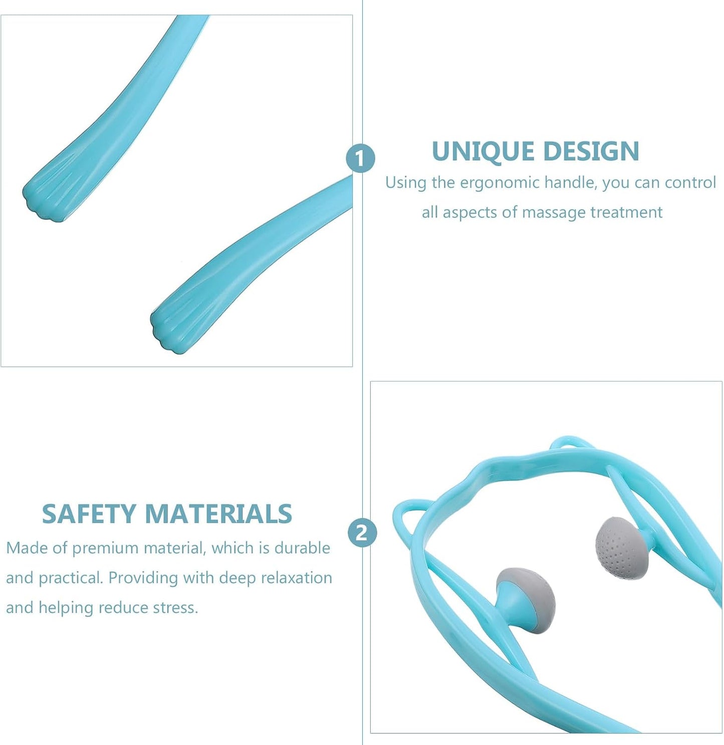 ARTIBETTER Cat-Shaped Neck Massage Roller Handheld Neck Massager Blue for Cervical Vertebra Relaxation and Muscle Relief
