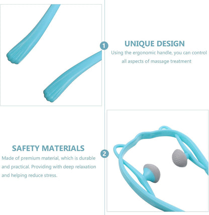ARTIBETTER Cat-Shaped Neck Massage Roller Handheld Neck Massager Blue for Cervical Vertebra Relaxation and Muscle Relief