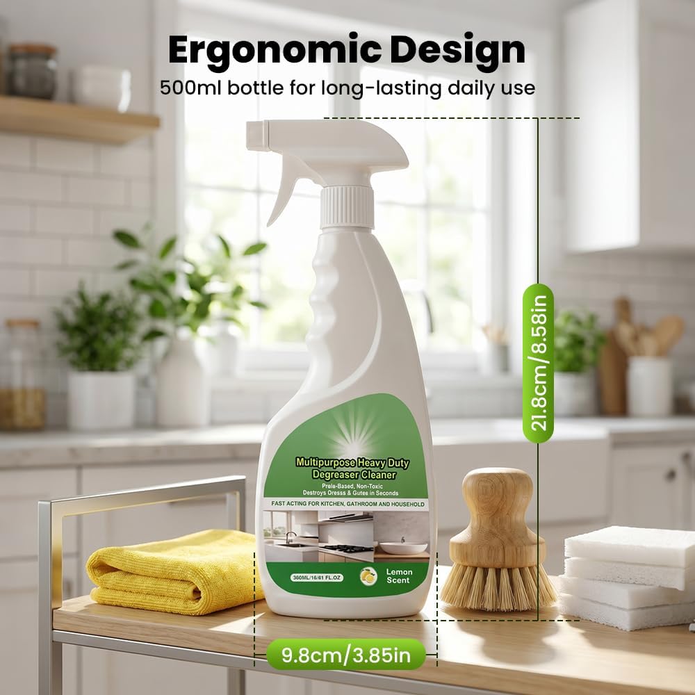 Oven Cleaner Heavy Duty Degreaser Spray for Kitchen Stove | 2026 New 17oz Kitchen Degreaser Spray and Microwave Cleaner, Multipurpose Grease Cleaner for Oven Hood Microwave