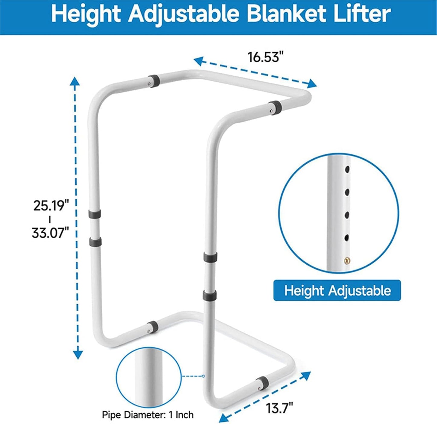 Adjustable Bed Sheet Raiser Blanket Lifter Metal Blanket Frame for Foot Pressure Relief & Post Procedure Comfort
