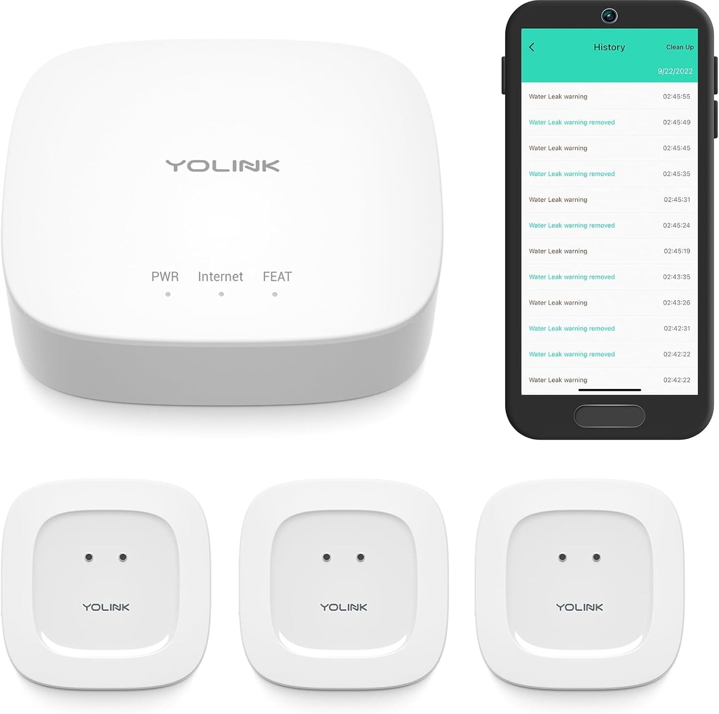 YoLink Water Leak Starter Kit: Hub + 6 Leak Sensor 1 (Silent), LoRa Long-Range, App/SMS/Email Alerts, D2D Offline Triggers, 2 AAA Up to 5-Year Battery, Compatible with Alexa/IFTTT/Home Assistant