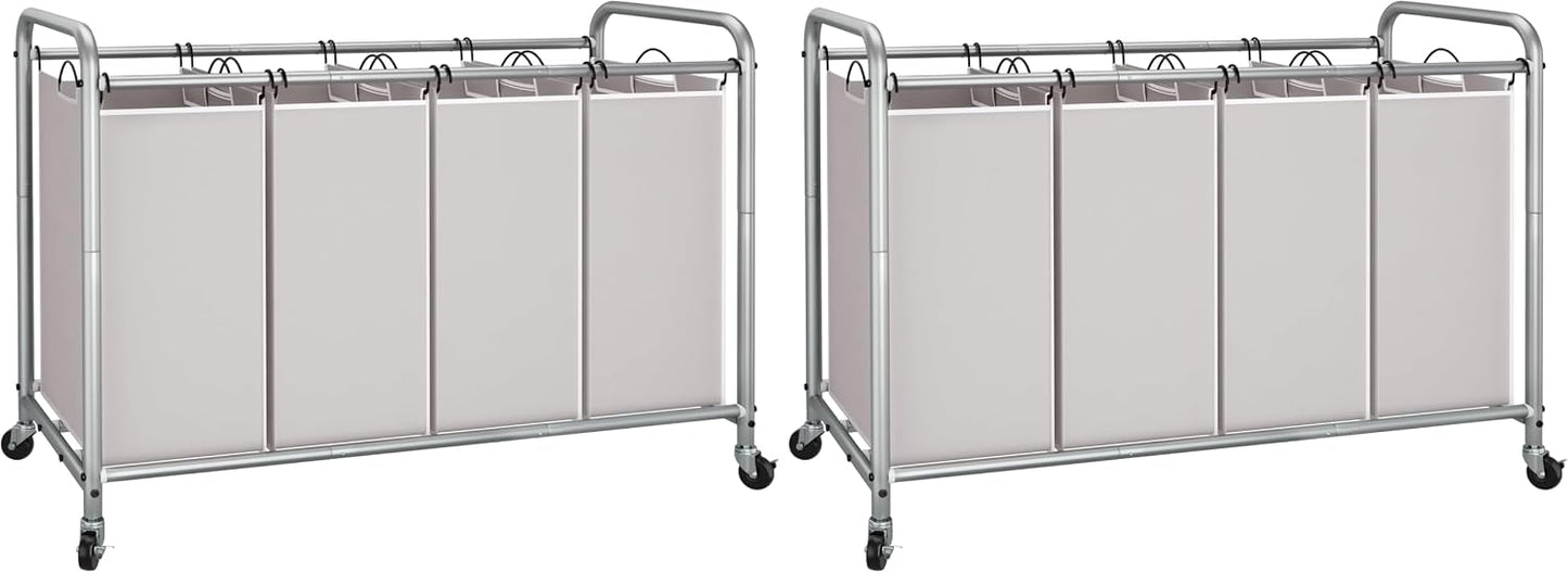 STORAGE MANIAC 3 Section Laundry Sorter, 35.6 Gal (135 L) Laundry Hamper Cart with Heavy Duty Rolling Lockable Wheels and Removable Bags, Clothes Organizer Basket Separator Hamper, Gray