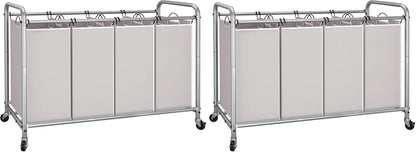 STORAGE MANIAC 3 Section Laundry Sorter, 35.6 Gal (135 L) Laundry Hamper Cart with Heavy Duty Rolling Lockable Wheels and Removable Bags, Clothes Organizer Basket Separator Hamper, Gray