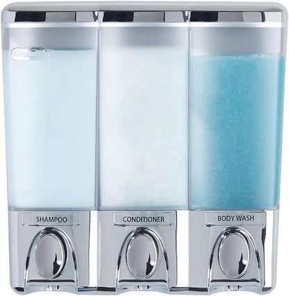 Better Living Products 72350 Clear Choice 3-Chamber Shower Dispenser, White