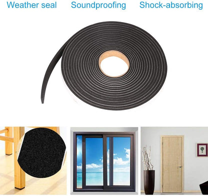 2 Rolls Foam Seal Tape for Door Window Insulation, Soundproof and Shockproof Foam Adhensive Strip, 3/8" Wx3/16 T Single Sided Foam Tape, Cold Air and Draft Closed Cell Seal Strip,Total 32FT