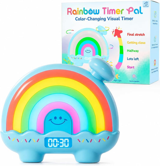 Timer Pal, Rainbow Visual Timer for Kids/Adults, 0-99 Minutes Light Timer