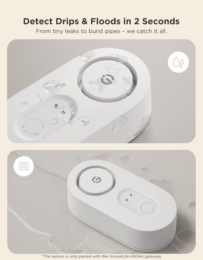 GoveeLife Upgraded Smart Water Leak Detector 1s with High Alarm, 4 Pack | 1804ft Ultra-Long Range, WiFi Water Sensor with SMS/Email/APP Push, 5Yr Battery Life,IP67, Suit for Home, Basement, Kitchen
