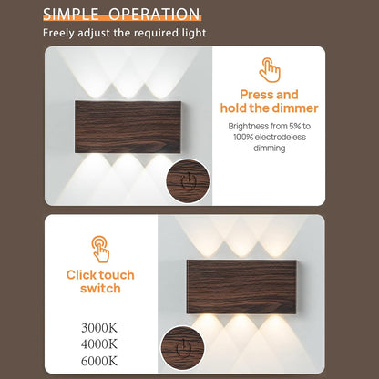 2 Pcs LED Magnetic Wall Sconce Lights,5000mAh Wireless Bedside Wall Light USB Rechargeable Reading Wall Lamp,3 Lighting Colors And Dimmable Battery Operated Wall Sconces (Walnut color, 2 pcs)