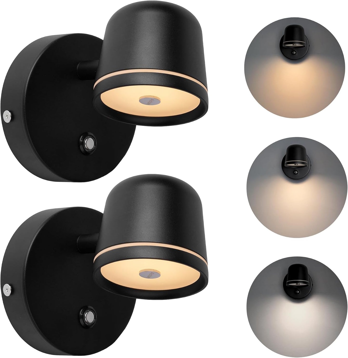 Aisilan LED Plug in Wall Sconce with Touch Dimmable Control Adjustable Wall Mounted Lamp Angle Anti-Glare Matte White Aluminum Bedside Reading Wall Lights for Bedroom Living Room