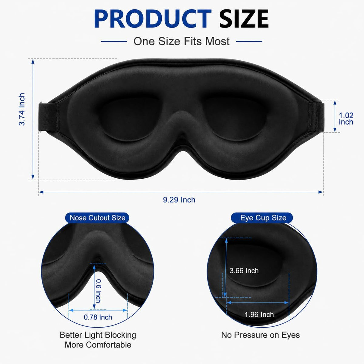 ALASKA BEAR Memory Foam Sleep Mask, Contoured Eye Cups for Women Men, Blue