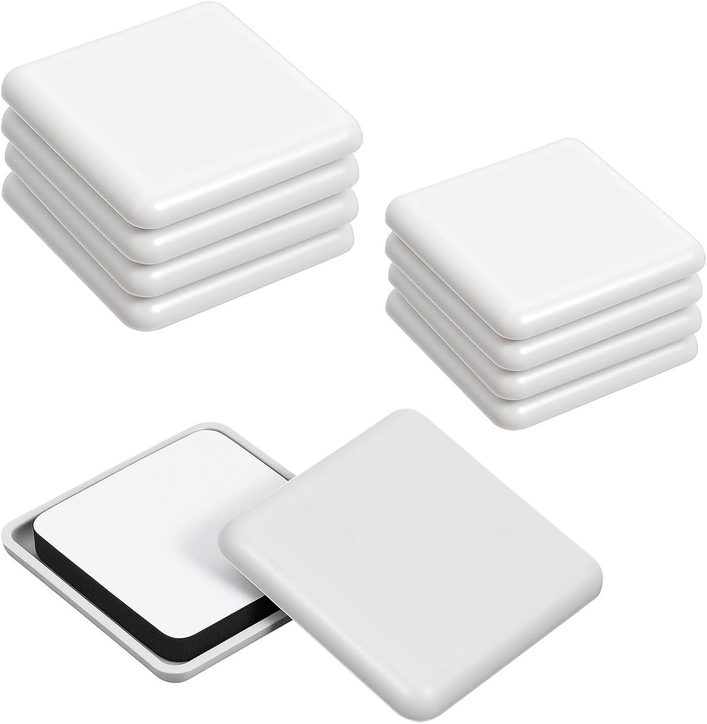 8 Pack Furniture Sliders for Carpet & Hardwood Floors, 1.6" and 2" Square Plastic Self-Adhesive Sliding Pads, Chair Sliders for Wood Floors Heavy Duty - Moving Furniture Easily & Safely (Gray)
