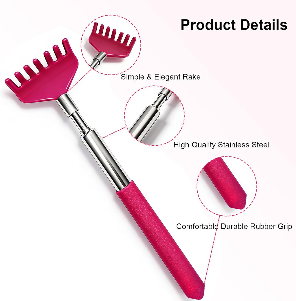 2 Pack Back scratchers Set,Stainless Steel Back Scratcher Extendable