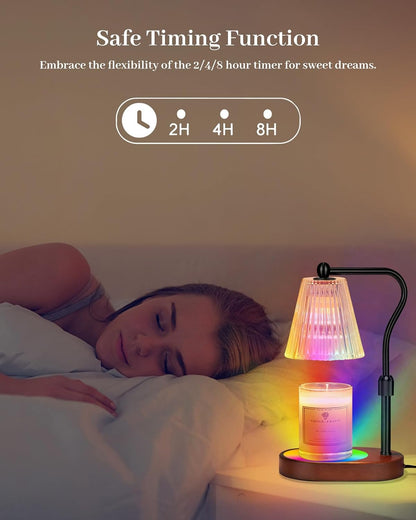 Engpure Candle Warmer Lamp - Candle Warmer Lamp with Timer and Dimmer Adjustable Height,Electric Wax Melt Warmer with 2 Bulbs for Scented Jar Candles Home Decor Mother's Day Gifts, Amber