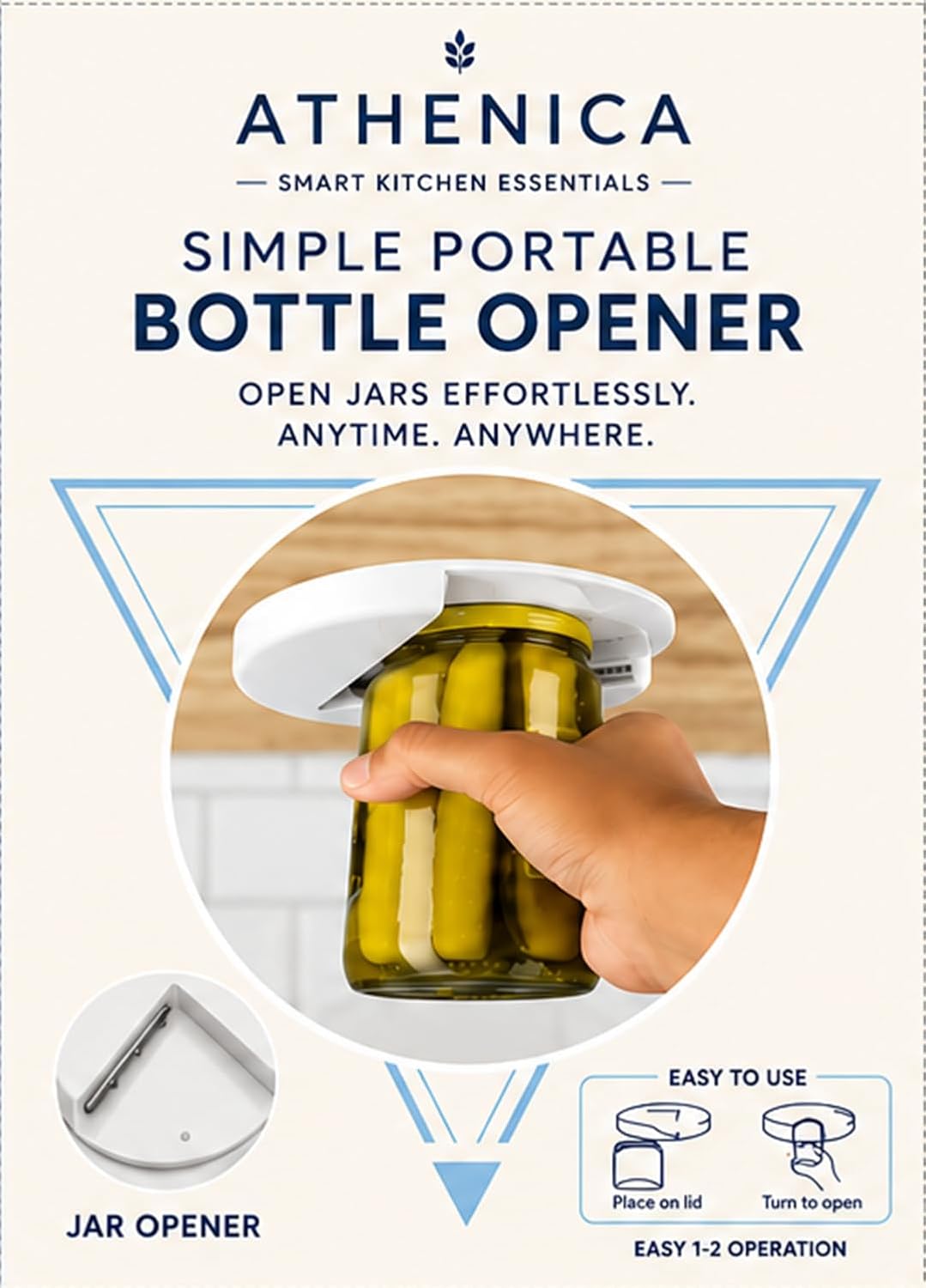 Under Cabinet Jar Opener for Weak Hands, Wall Mounted Lid Opener for Kitchen