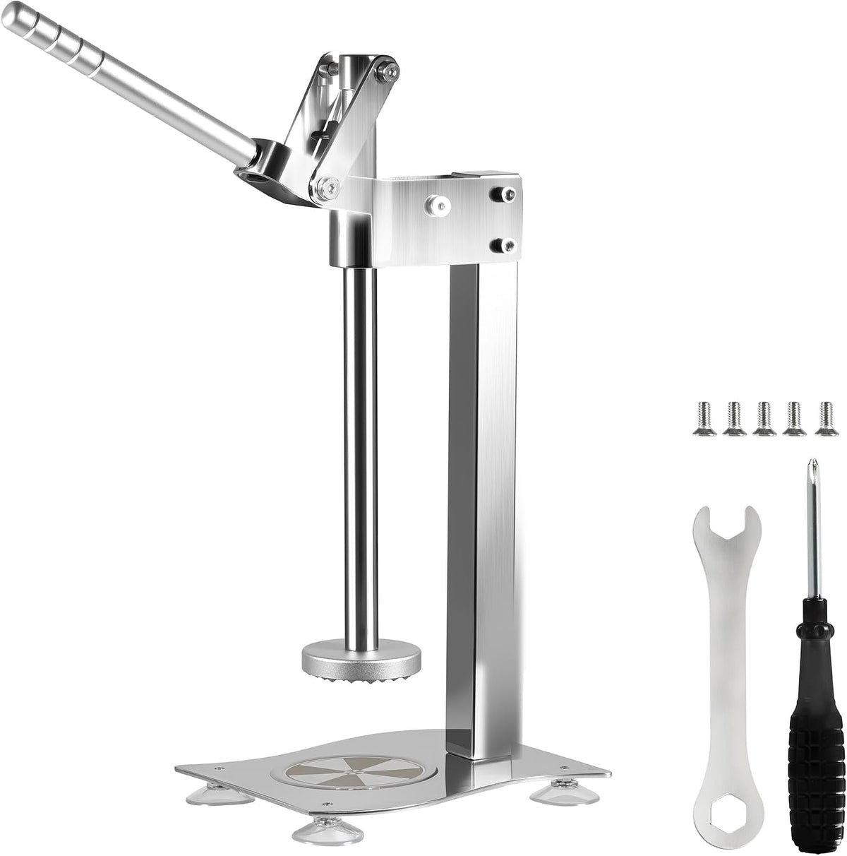 Stainless Steel Manual Lemon Squeezer Press, Heavy Duty Nut & Lemon Smasher Machine, Orange Citrus Fruit Juicer Crusher with Labor-Saving Handle & Suction Cups for Fruit Nut