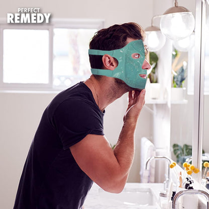 Perfect Remedy Face Ice Pack, Reusable Hot & Cold Ice Face Mask, Gel Compress for Helping with Puffy Eyes and aiding in Conditions of Swelling, Facial Spa Cooling Mask for Women and Men (Blue)