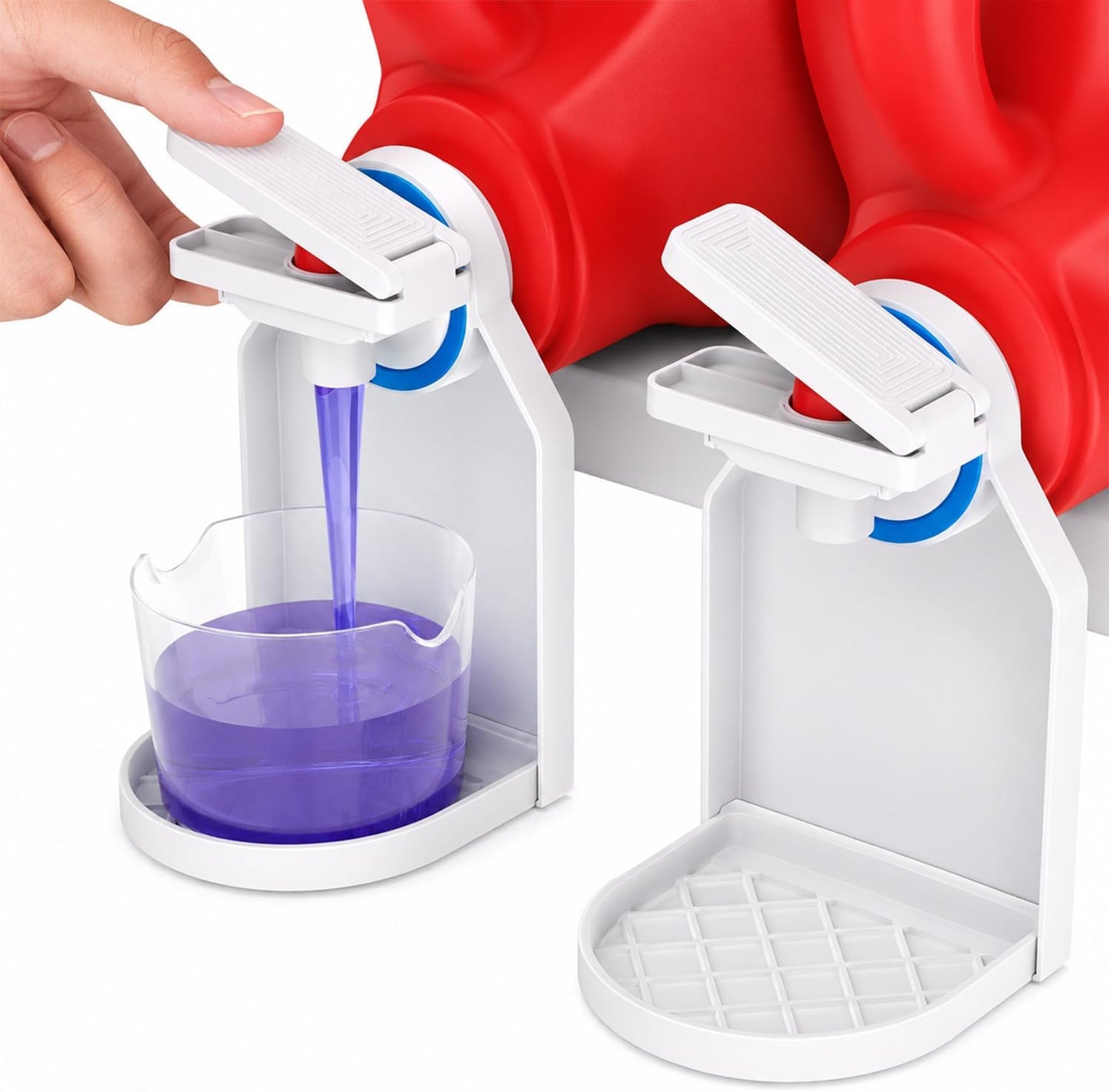 2Pcs Laundry Detergent Dispenser Cup Holder,Laundry Detergent Cup Holder and Drip Tray,Drip Collector,Detergent Dispenser,Upgraded Version of Labor-Saving Switch