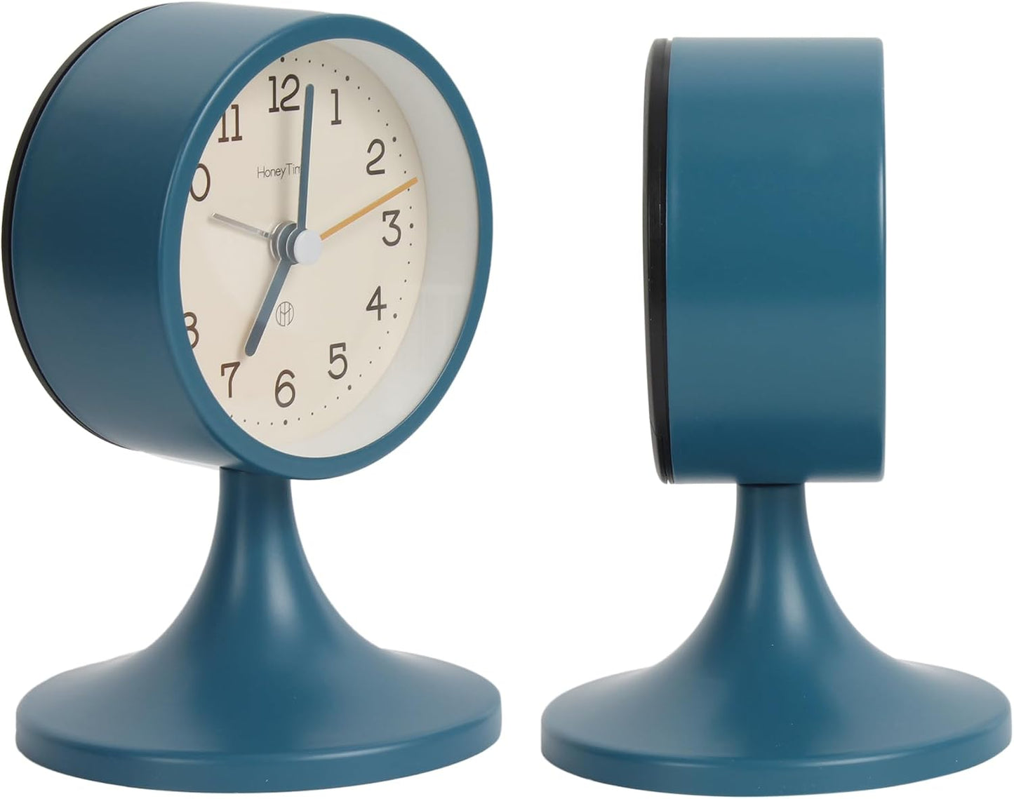 3" Round Quartz Analog Metal Alarm Clock Silent Non Ticking Desk Clock