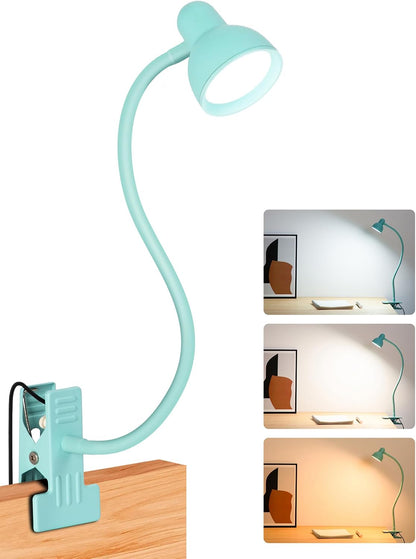 Clip on Reading Light for Bed 3 Color Modes Teal