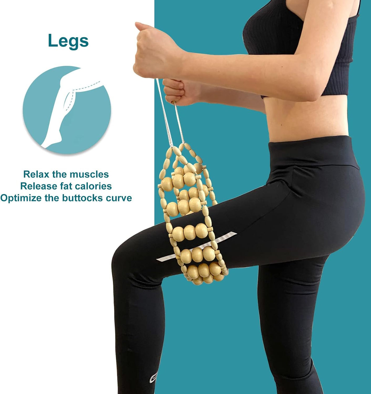 Wood Therapy Massage Tools, Wooden Back Massager Roller Rope