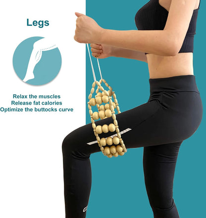 Wood Therapy Massage Tools, Wooden Back Massager Roller Rope