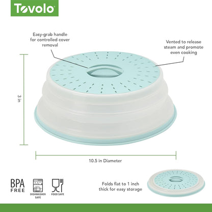 Tovolo Microwave Splatter Cover for Food, Large (Charcoal) - Collapsible & Vented Silicone Splatter Guard Lid - Microwave Plate & Dish Cover with Handle - BPA-Free Kitchen Gadget for Meal Prep