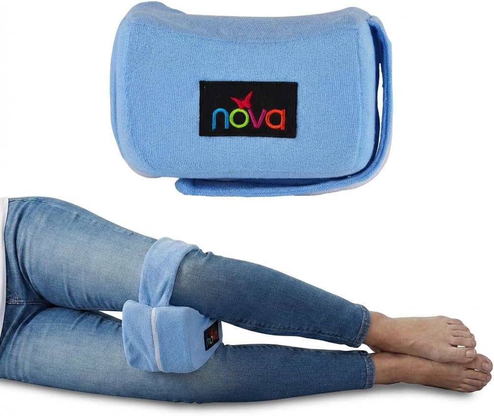 NOVA Leg Spacer Knee Pillow – Orthopedic Foam Knee Support Cushion for Side Sleepers, Pressure Relief for Hips, Legs & Lower Back, Standard Size, Soft Terry Cloth Removable Washable Cover