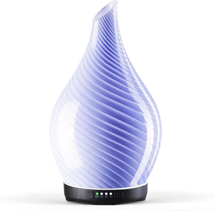 Porseme Essential Oil Diffuser 280ml Handmade Glass Diffuser 7H Runtime | Elegant Handmade Glass Aroma Diffuser with 7-color LEDs, Quiet Aromatherapy and Safe Auto Shut-off, Perfect for Gifts