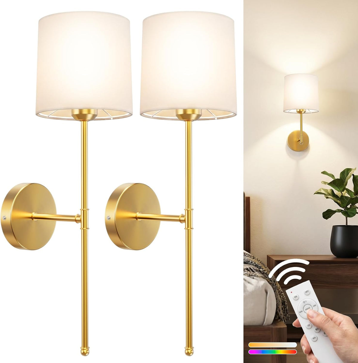 Wall Sconces Set of Two Rechargeable Cordless Wall Decor with Magnetic Bulb