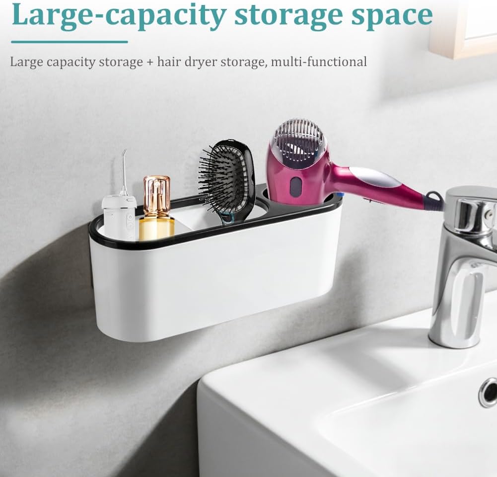 Hair Dryer Holder, Hair Tool Organizer Cabinet Door, Strong Self Adhesive Blow Dryer Bathroom Hanger, for Storage Straightener Curling Iron Hot Styling Tools Flat Iron
