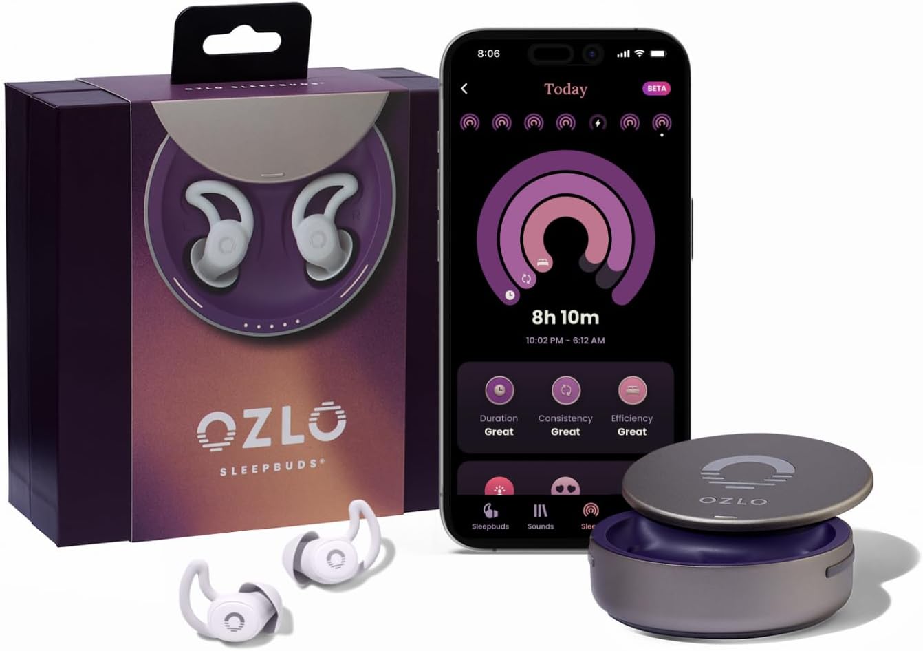 Ozlo Sleepbuds® | Comfortable Side Sleeper Headphones | Up to 10 Hours of Bluetooth LE Streaming | Science-Backed Sleep Sounds | Snore Blocking Earbuds