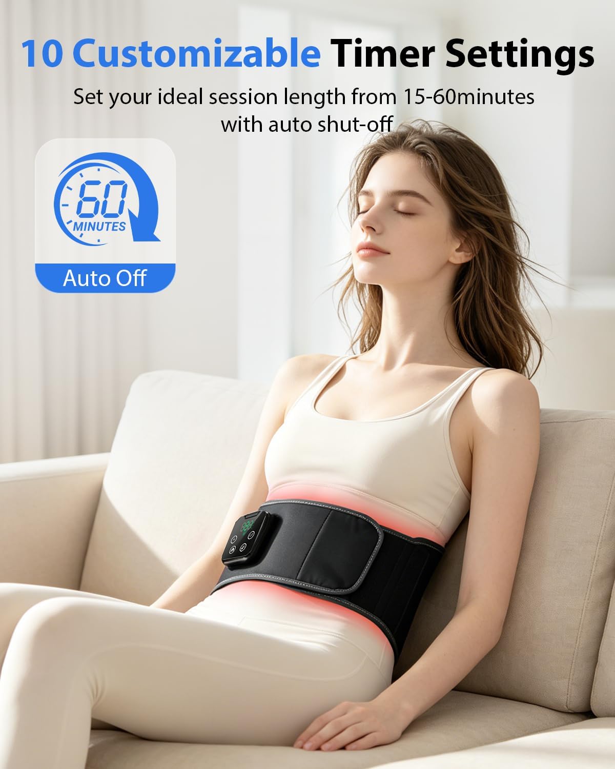 Heating and Cooling Pad for Back with 4 Heat 3 Massage Intensity Levels