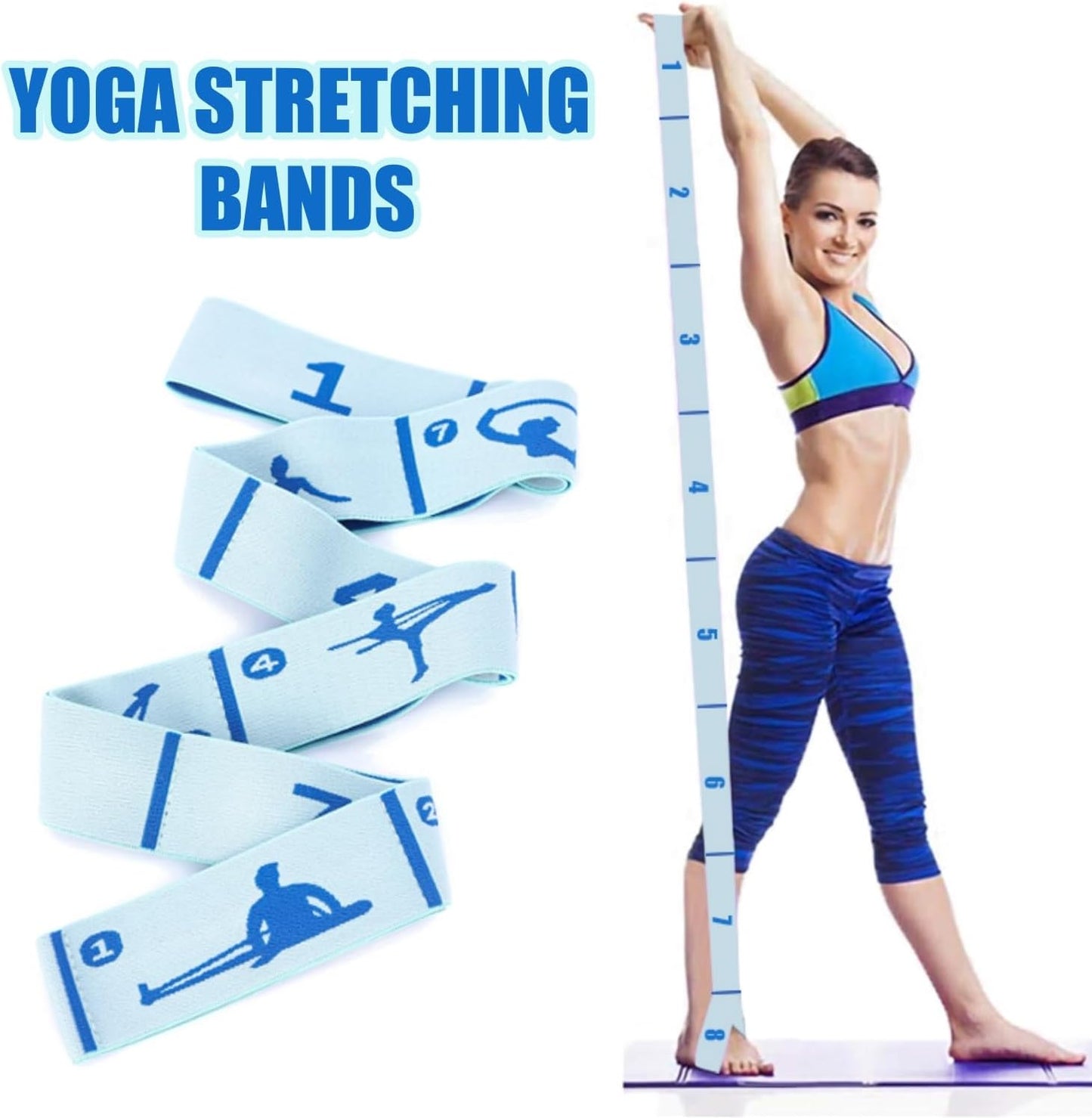 Elastic Yoga Stretching Strap with Loops, CEILIWEN Stretch Straps for Physical Therapy, Pilates Stretch Band, Elastic Exercise Bands, Leg Stretching Strap, Stretch Resistance Bands for Exercise