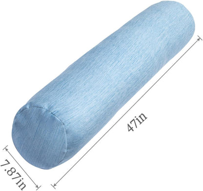 1 MIDDLE ONE Body Pillow for Adults, Bolster Pillow with Removable Velvet Cover, Long Round Cervical Roll Pillow, 35 x 7.87 Inches, Blue