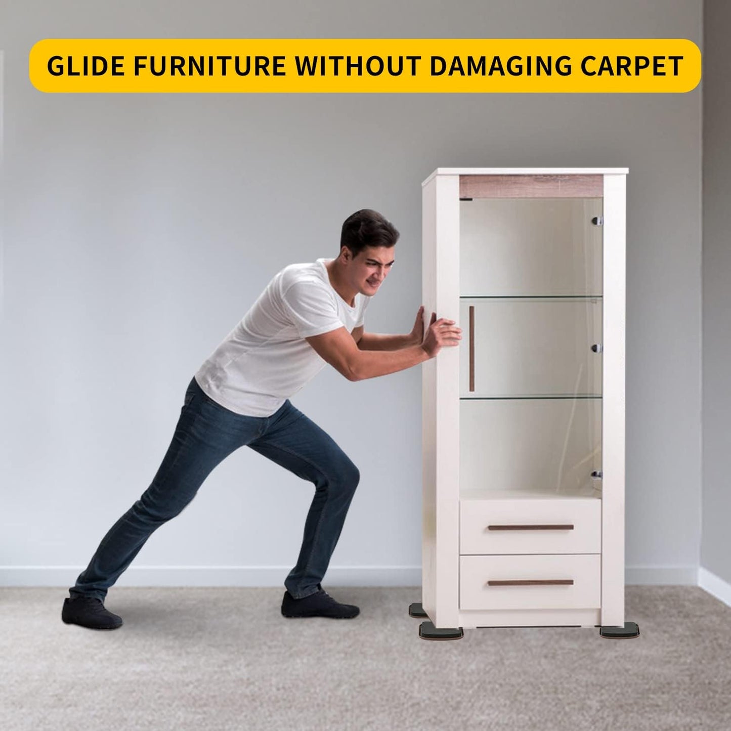 new space 8 Pack Furniture Sliders, 4.7 Inch Sliders for Furniture on Carpet for Sliding Heavy Furniture, Furniture Sliders for Carpeted Floors - Safeguard Carpeted Floors!