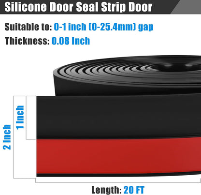 Draft Seal Tape for Doors and Windows 2 in x 20 Ft Silicone Weather Stripping Extra Thick 2mm Door Seal Strip with Strong Adhesive Draft Insulation Stopper Side Seal - Clear
