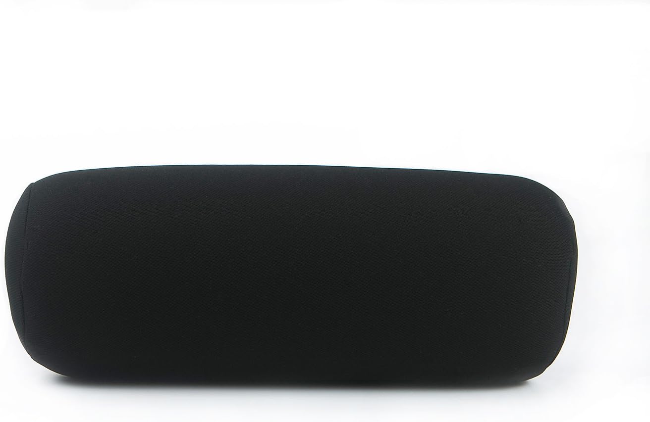 ALIBO Memory Foam Chairs Recliner Car Neck Pillow with Adjustable Strap Soft Auto Cervical Round Roll Bolster Headrest Supports Cushion Pad Black 1 Piece