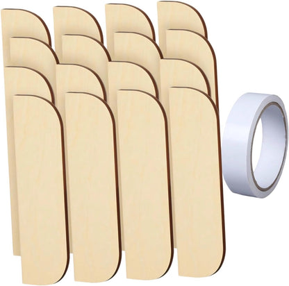 8 Pieces Hinge Repair Wooden Plate Door Hole Cover Plate Wooden Hinge Filler Wood Repair Kit with Tape Simple Panel Suitable for Cabinet, Square Corner, 8 Piece