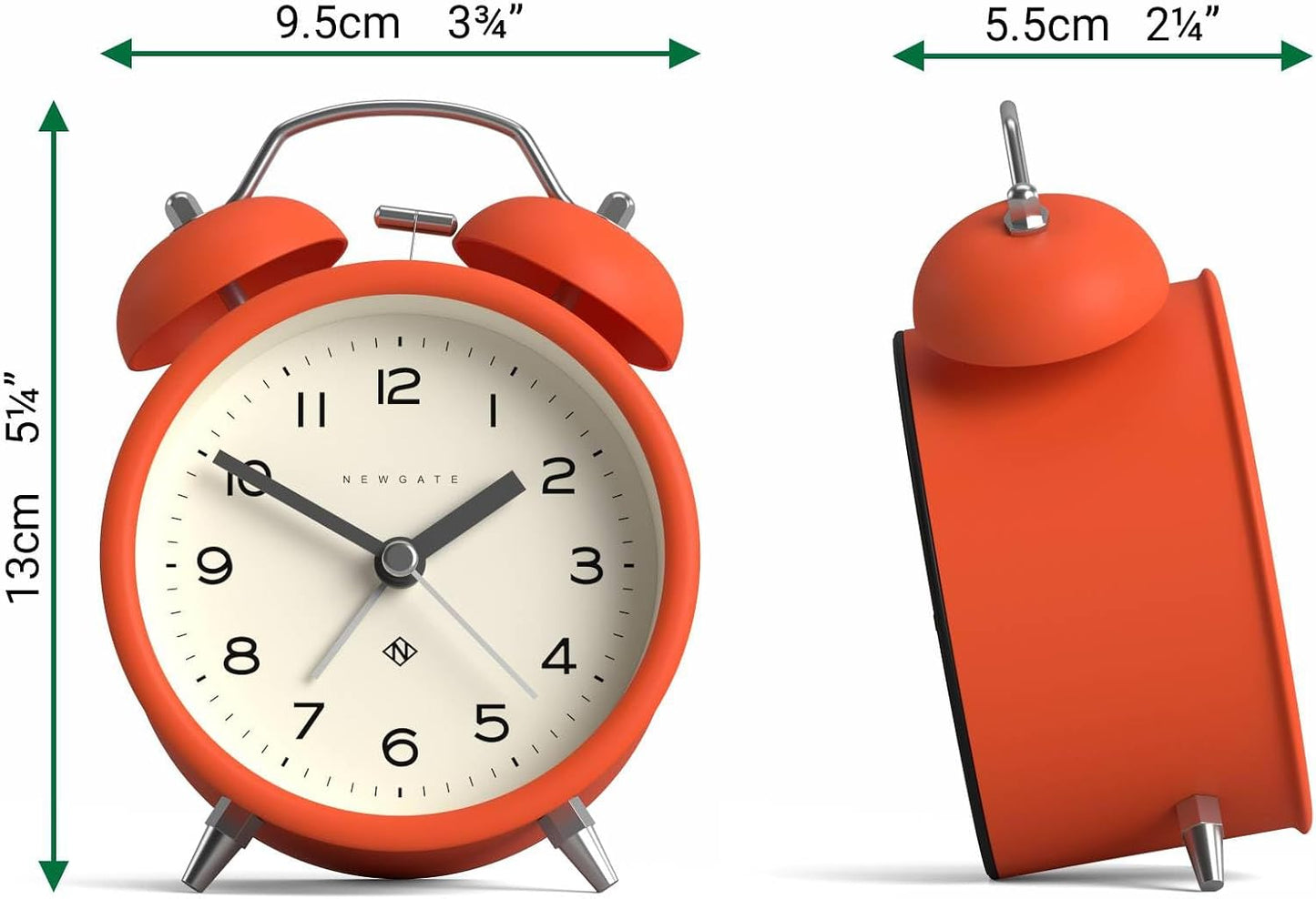 NEWGATE® Charlie Bell Echo Alarm Clock | Modern take on Classic Twin Bell Clock | Yellow | Easy to Read Numbers | Ideal for Bedside, Desk or Shelf | Modern Retro Bedroom & Office Accessory