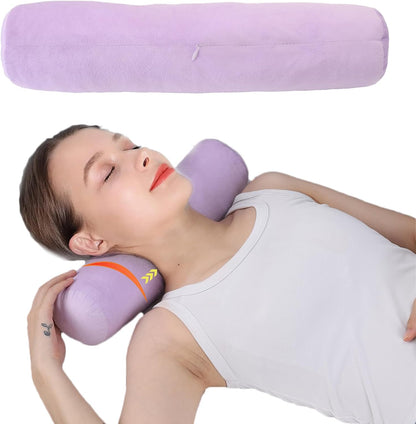 Neck Roll Pillow, Cervical Neck Pillow Bolster Pillow for Sleeping | Cotton neck roll, machine-washable cover, supports neck, legs, back & sleeping, slim bolster for bed & yoga