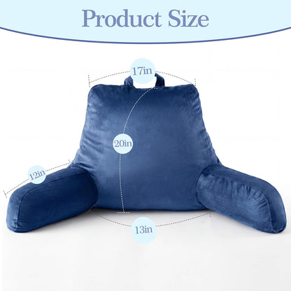 Reading Pillow for Bed with Arm Support, Large Backrest Cushion for Sitting Up in Bed, Plush Ergonomic Back Pillow for Reading, Watching TV, Gaming & Relaxing,Pillow with Shredded Memory Foam,Grey