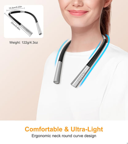 Gritin Book Light, Eye Caring 4-Color&5-Brightness Neck Light Reading Light | Stepless Dimming, 30-min Timer, 80+ Hrs Runtime, Bendable Round Neck Design, Lightweight for Reading, Knitting, Repairing