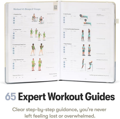 The Weightlifting Transformation Gym Buddy Journal by Habit Nest. 12-Week Trainer & Progress Tracker. Requires Full Gym Equipment. 65 Video Guided Workouts with Sets, Reps & Tracking Space.
