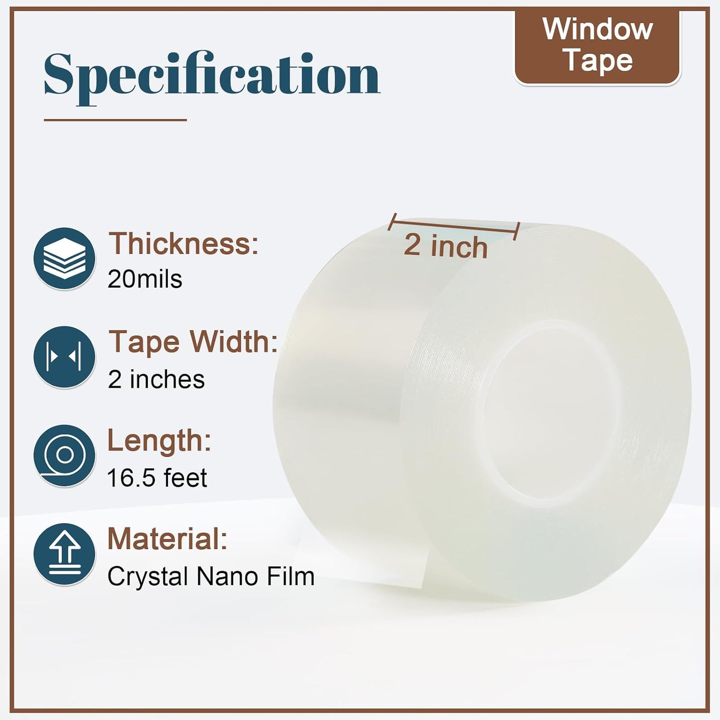 Window Sealing Tape 2 Inch x 33 Ft Transparent Window Insulation Waterproof Nano Draft Isolation Tape Clear Weather Stripping Caulk Tape for Window and Bathroom Shower Glass Side Gaps